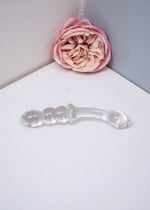  G spot Pyrex Glass Pleasure Wand, Borosilicate Glass Ribbed Anal Sensual Dildo, Dual Teaser glass vibrator