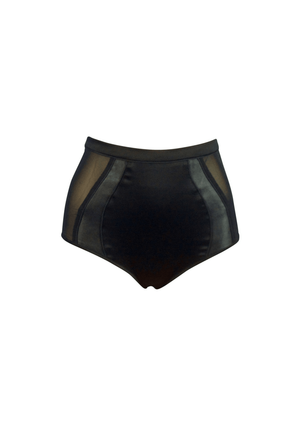 lola 'n' leather  highwaisted silk satin knickers with leather panels and corset lacing tie fastening on the back 