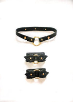 Lola n leather Harness, Cuff, Collar and Chain set - Mariesa Mae Lingerie