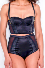 lola 'n' leather silk corset convertible bustier bra top and highwaisted knickers